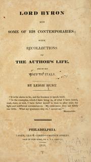 Front cover of Lord Byron and some of his contemporaries by Leigh Hunt