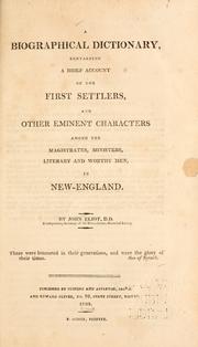 Cover of A biographical dictionary by Eliot, John