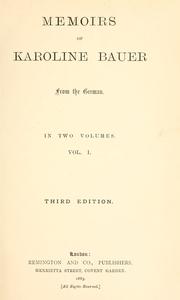 Cover of Memoirs of Karoline Bauer by Karoline Bauer