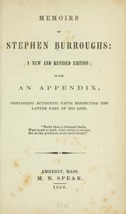 Front cover of Memoirs of Stephen Burroughs by Stephen Burroughs