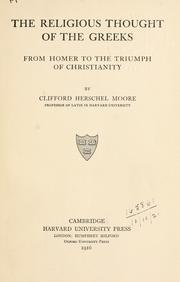 Cover of The religious thought of the Greeks by Clifford Herschel Moore