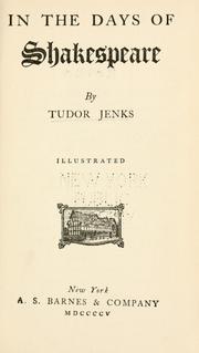 Cover of In the Days of Shakespeare by Tudor Jenks