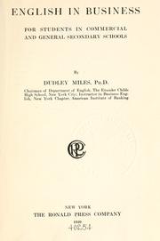 Front cover of English in business by Dudley Howe Miles