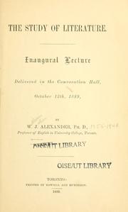 Cover of The study of literature by W. J. Alexander