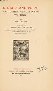 Front cover of Stories and poems and other uncollected writings by Bret Harte