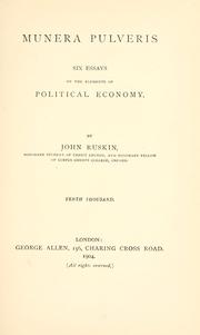 Cover of Munera pulveris by John Ruskin