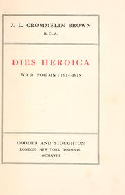 Front cover of Dies heroica by John Lewis Crommelin-Brown