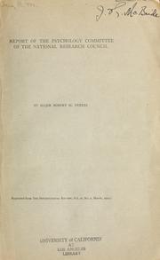 Front cover of Report of the Psychology committee of the National research council by National Research Council (U.S.). Psychology committee.