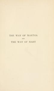 Front cover of The way of Martha and the way of Mary by Stephen Graham