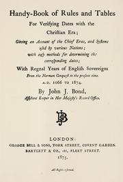 Front cover of Handy-book of rules and tables for verifying dates with the Christian era by John James Bond