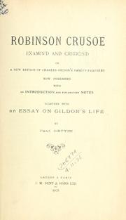 Cover of Robinson Crusoe examin'd and criticis'd by Charles Gildon