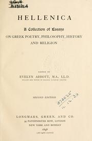 Cover of Hellenica, a collection of essays on Greek poetry, philosophy, history and religion by Evelyn Abbott