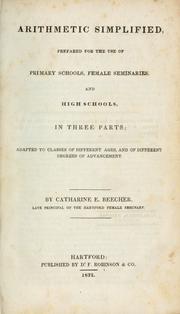 Cover of Arithmetic simplified by Catharine Esther Beecher