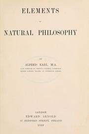 Cover of Elements of natural philosophy by Alfred George Earl