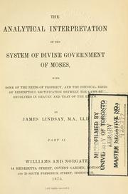 Front cover of The analytical interpretation of the system of divine government of Moses by James Lindsay