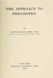 Cover of The approach to philosophy by Ralph Barton Perry