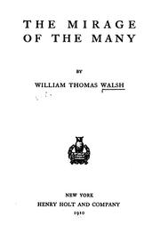 Cover of The mirage of the many by William Thomas Walsh