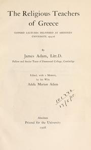 Cover of The religious teachers of Greece by James Adam
