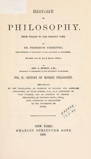 Front cover of History of philosophy by Ueberweg, Friedrich