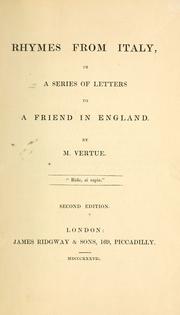Front cover of Rhymes from Italy, in a series of letters to a friend in England by M. Vertue