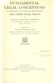 Front cover of Fundamental legal conceptions as applied in judicial reasoning by Wesley Newcomb Hohfeld