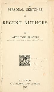 Front cover of Personal sketches of recent authors by Hattie Tyng Griswold