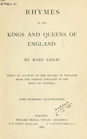 Front cover of Rhymes of the kings and queens of England by Mary Leslie
