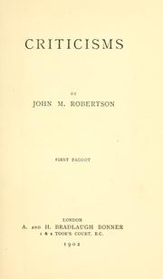 Cover of Criticisms by John Mackinnon Robertson
