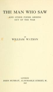 Cover of The man who saw by Watson, William