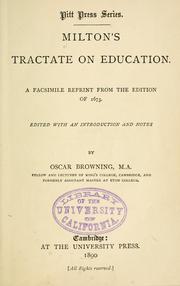 Front cover of Milton's tractate on education by John Milton