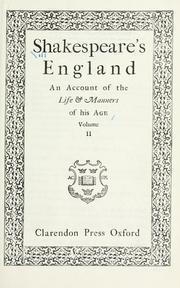 Cover of Shakespeare's England, an account of the life & manners of his age by Unknown