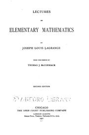 Cover of Lectures on elementary mathematics by J. L. La Grange