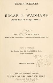 Cover of Reminiscences of Edgar P. Wadhams by Clarence A. Walworth