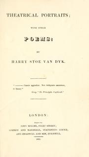 Front cover of Theatrical portraits by Harry Stoe Van Dyk