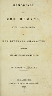 Front cover of Memorials of Mrs. Hemans by Henry Fothergill Chorley