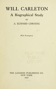 Cover of Will Carleton by Amos Elwood Corning