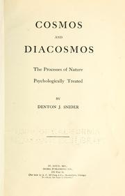 Front cover of Cosmos and diacosmos by Denton Jaques Snider