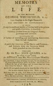 Front cover of Memoirs of the life of the Reverend George Whitefield, M.A by Gillies, John