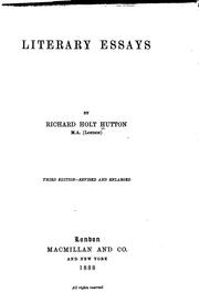 Front cover of Literary essays by Richard Holt Hutton