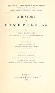 Front cover of A history of French public law by Jean Baptiste Brissaud