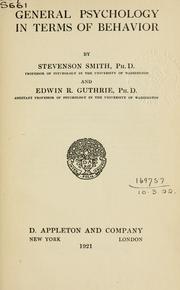 Cover of General psychology in terms of behavior by Stevenson Smith