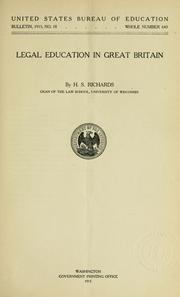 Front cover of Legal education in Great Britain by Harry Sanger Richards