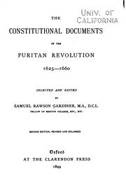 Front cover of The constitutional documents of the Puritan revolution, 1625-1660 by Gardiner, Samuel Rawson