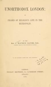 Cover of Unorthodox London by Charles Maurice Davies