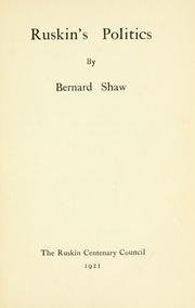 Front cover of Ruskin's politics by George Bernard Shaw