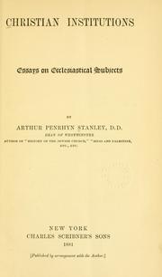 Front cover of Christian institutions by Arthur Penrhyn Stanley