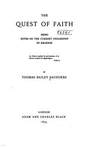 Front cover of The quest of faith by T. Bailey Saunders