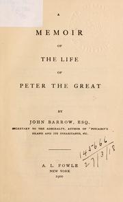 Cover of A memoir of the life of Peter the Great by John Barrow