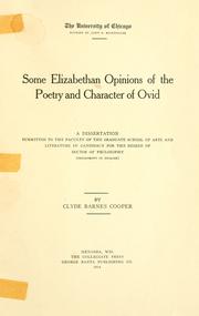 Front cover of Some Elizabethan opinions of the poetry and character of Ovid by Clyde Barnes Cooper
