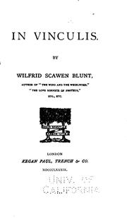 Front cover of In vinculis by Wilfrid Scawen Blunt